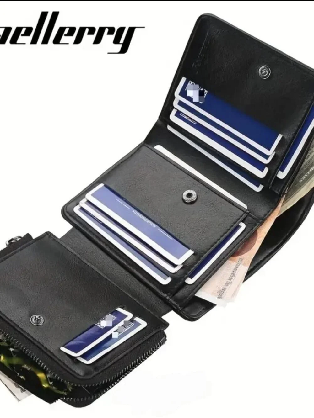 NEW Wallet with 13 Card Slots Short Vintage PU Leather Triple Buckle Wallet